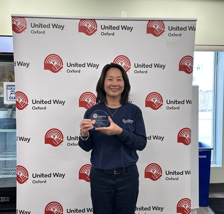 Ayumi from STC Steel Technologies Canada accepting her award