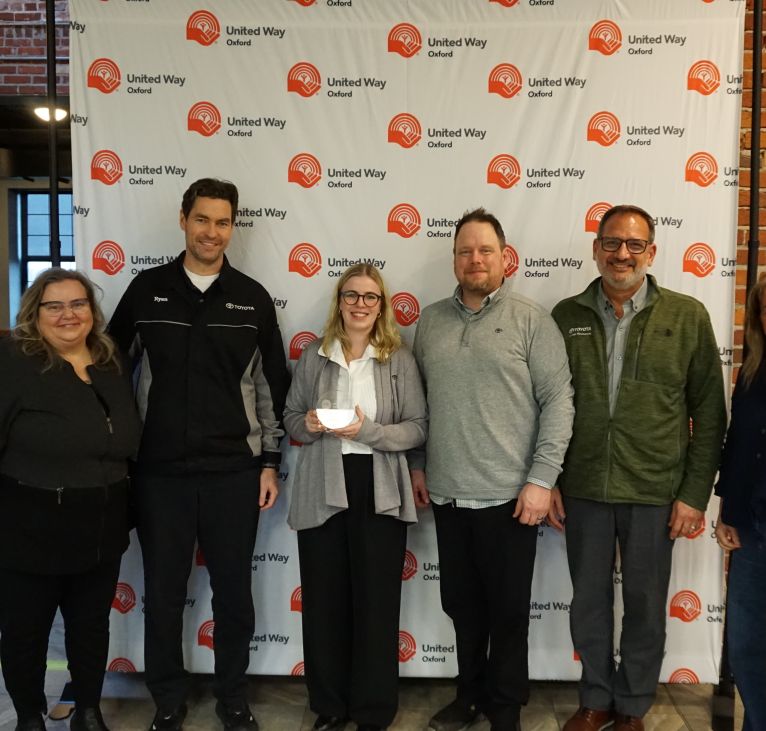 Group of employees from Toyota Motor Manufacturing Canada accepting their award
