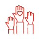 volunteer icon - graphic of hands raised
